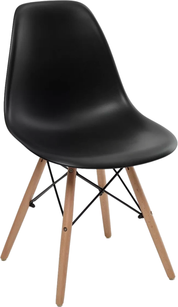 Стул Lupine Black, черный, пластик, светло-коричневый каркас