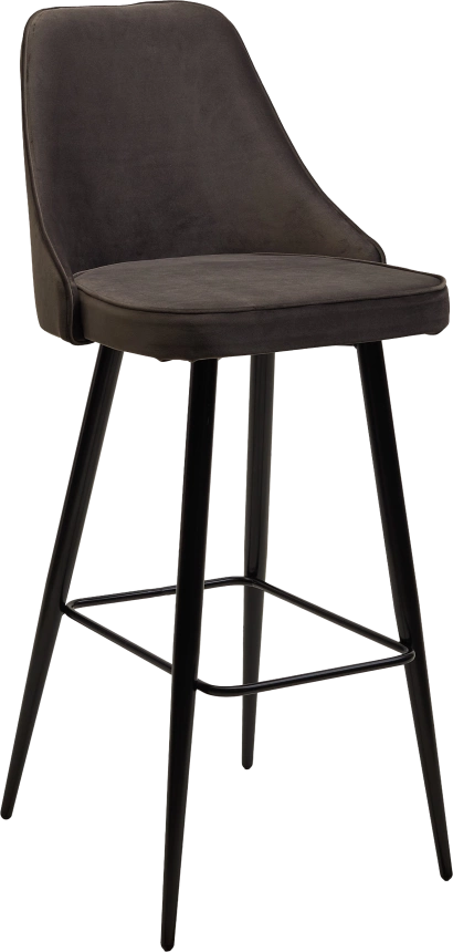 Барный стул Nepal-bar графит #14, велюр, черный каркас (H=78cm)