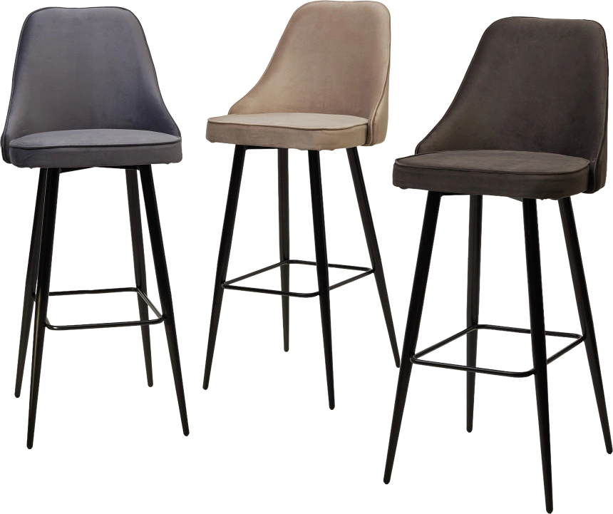 Барный стул Nepal-bar графит #14, велюр, черный каркас (H=78cm)
