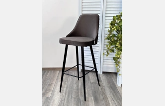 Барный стул Nepal-bar графит #14, велюр, черный каркас (H=78cm)