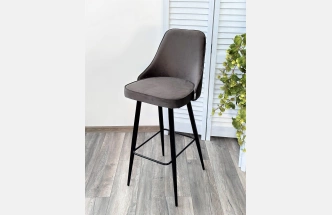 Барный стул Nepal-bar графит #14, велюр, черный каркас (H=78cm)