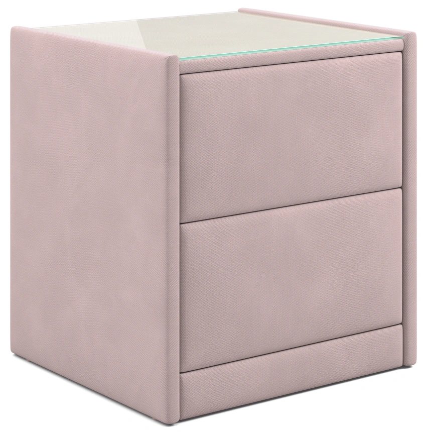 Тумба прикроватная Аризона, мягкая, с ящиками, велюр, альба роза