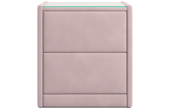 Тумба прикроватная Аризона, мягкая, с ящиками, велюр, альба роза