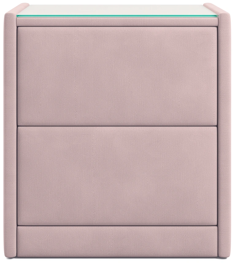 Тумба прикроватная Аризона, мягкая, с ящиками, велюр, альба роза