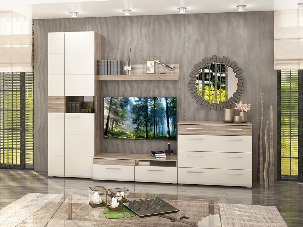 Модульная гостиная Филадельфия, дуб сонома трюфель / латте