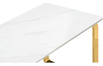 Кухонный стол Селена 4, 160x90x77, керамика, белый мрамор, каркас золотой