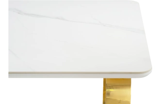 Кухонный стол Селена 4, 160x90x77, керамика, белый мрамор, каркас золотой