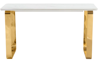 Кухонный стол Селена 4, 160x90x77, керамика, белый мрамор, каркас золотой
