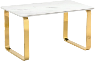 Кухонный стол Селена 4, 160x90x77, керамика, белый мрамор, каркас золотой
