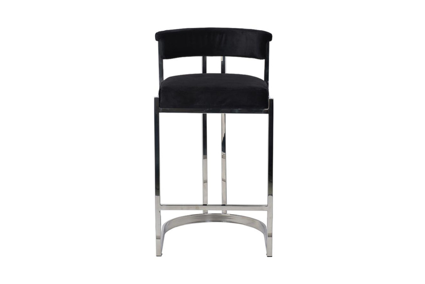 Барный стул GY-B8216-BL, велюр, черный / хром  