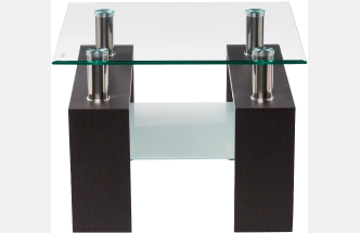 Журнальный стол ST-052, 60x60, стекло, wenge, каркас темно-коричневый 