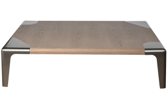 Журнальный стол Smooth, 140x140x35, МДФ, шпон, светло-коричневый / латунь  