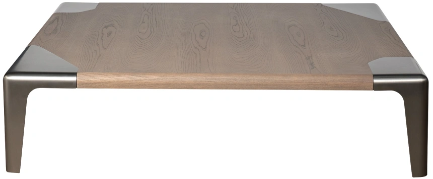 Журнальный стол Smooth, 140x140x35, МДФ, шпон, светло-коричневый / латунь  