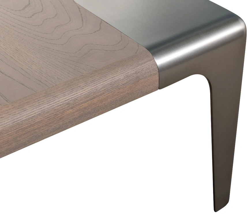 Журнальный стол Smooth, 140x140x35, МДФ, шпон, светло-коричневый / латунь  