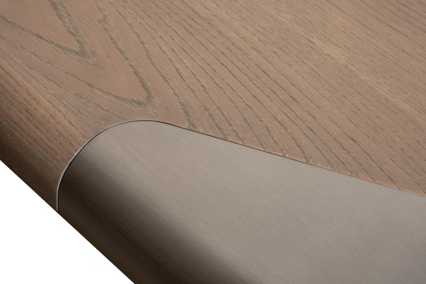 Журнальный стол Smooth, 140x140x35, МДФ, шпон, светло-коричневый / латунь  