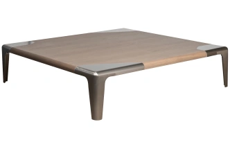 Журнальный стол Smooth, 140x140x35, МДФ, шпон, светло-коричневый / латунь  