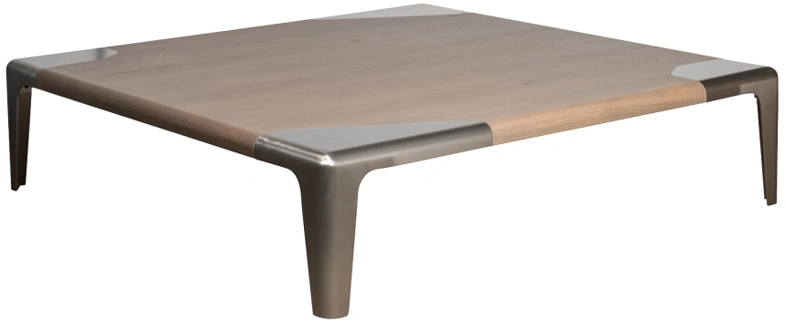 Журнальный стол Smooth, 140x140x35, МДФ, шпон, светло-коричневый / латунь  