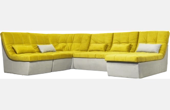 Диван угловой София 2 удлиненный, Catania lemon, Catania smoke, с задней тканью