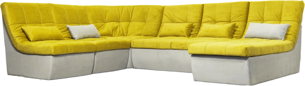 Диван угловой София 2 удлиненный, Catania lemon, Catania smoke, с задней тканью