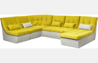 Диван угловой София 2 удлиненный, Catania lemon, Catania smoke, с задней тканью