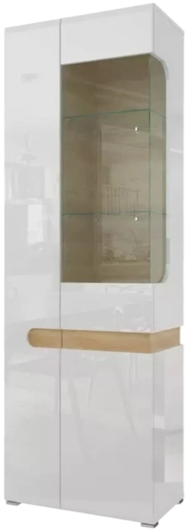 Шкаф двухдверный Катания, со стеклом правый, Белый / Дуб небраска