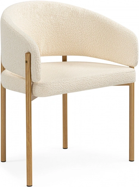 Стул-кресло Janin, мягкий, букле белый / цвет дерево