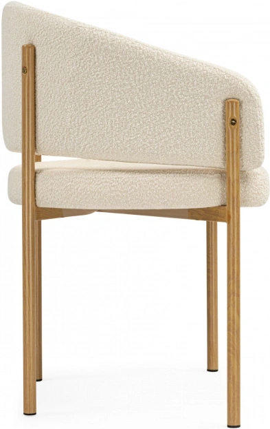 Стул-кресло Janin, мягкий, букле белый / цвет дерево