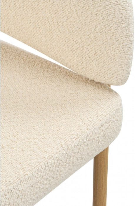 Стул-кресло Janin, мягкий, букле белый / цвет дерево