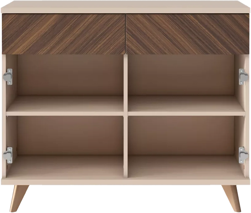 Комод Хармони, с двумя ящиками, Бежевый / Древесный