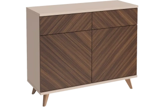 Комод Хармони, с двумя ящиками, Бежевый / Древесный