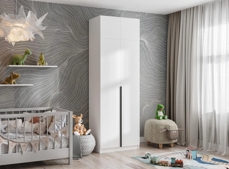 Шкаф двухдверный Широн с антресолью, белый / белый 