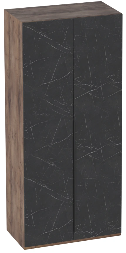 Шкаф двухстворчатый Браун, распашной для одежды, со светильником, таксония / мрамор неро маркина