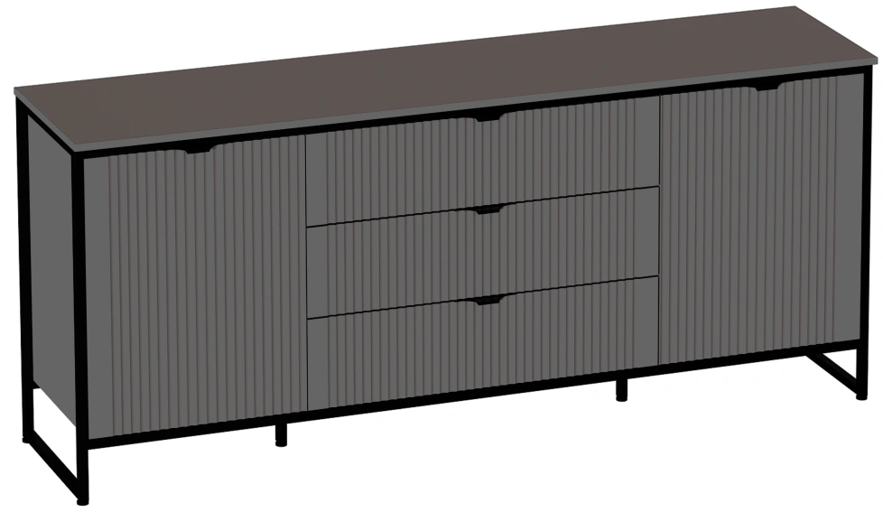 Тумба Нора, с глухими дверями, металл бруклин / графит