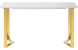 Кухонный стол Селена 1, 140x80x77, керамика, белый мрамор, каркас золотой