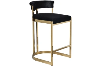 Барный стул GY-B8216GOLD-BL , велюр, черный / золото  