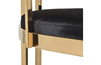 Барный стул GY-B8216GOLD-BL , велюр, черный / золото  