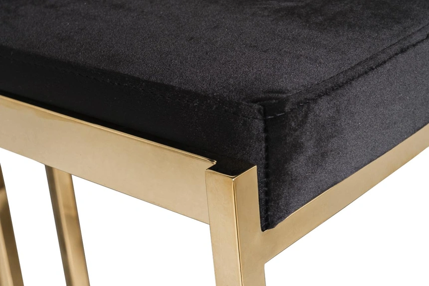 Барный стул GY-B8216GOLD-BL , велюр, черный / золото