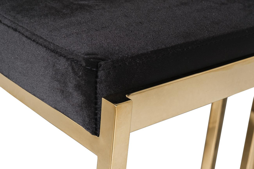 Барный стул GY-B8216GOLD-BL , велюр, черный / золото  