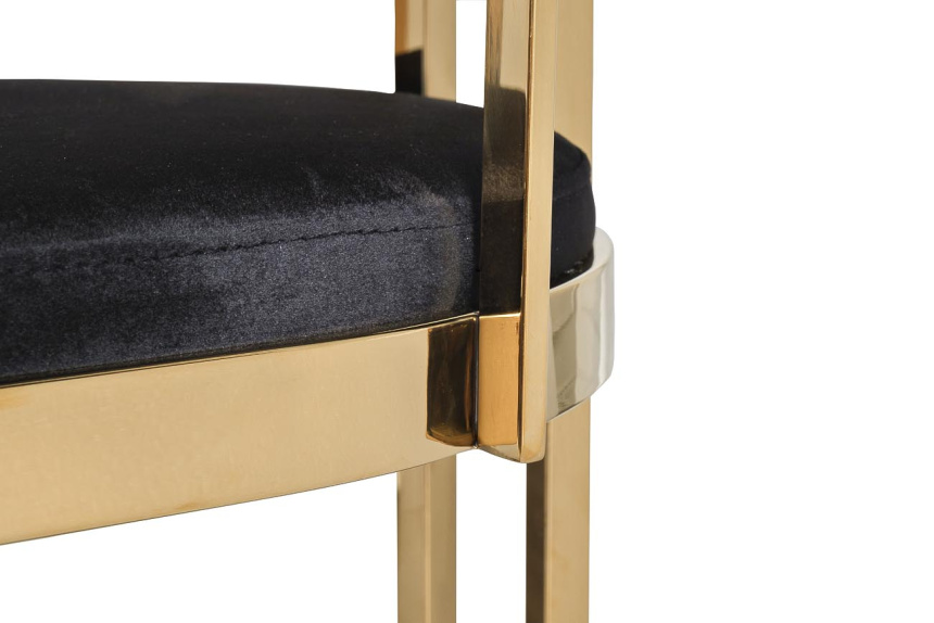 Барный стул GY-B8216GOLD-BL , велюр, черный / золото  