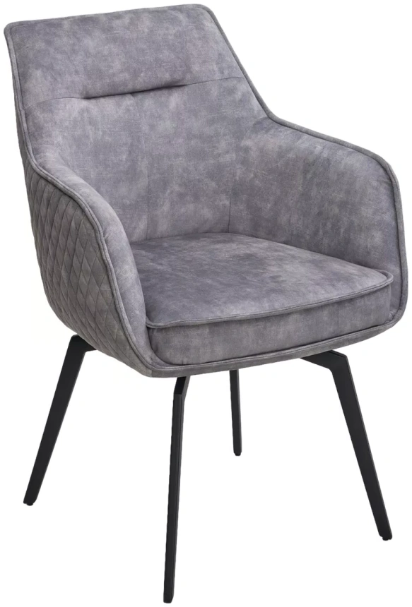 Стул Renly, поворотный, 7525-180 серый, велюр, черный