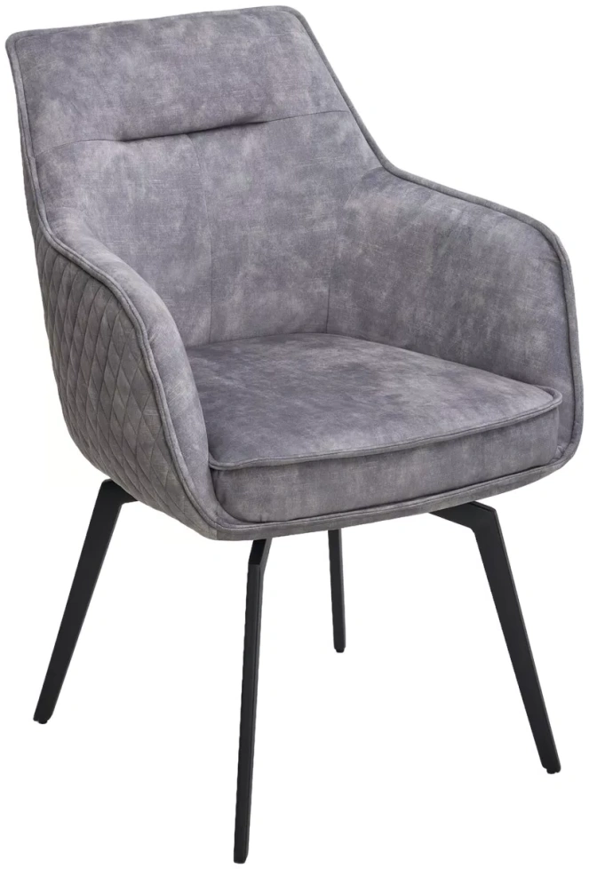 Стул Renly, поворотный, 7525-180 серый, велюр, черный