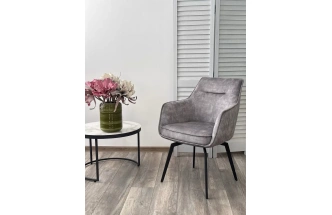 Стул Renly, поворотный, 7525-180 серый, велюр, черный