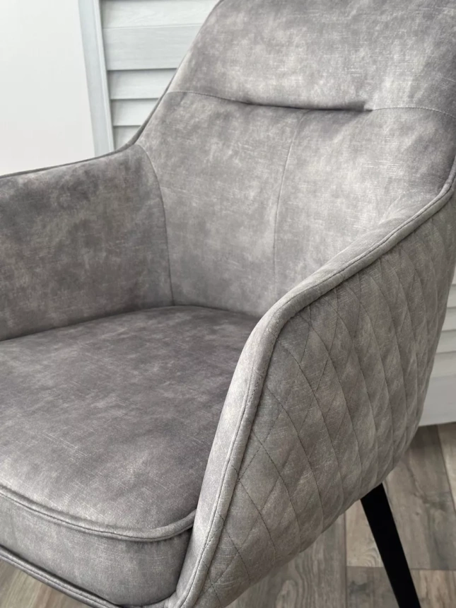 Стул Renly, поворотный, 7525-180 серый, велюр, черный