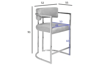 Барный стул 76AR-60337, велюр, серый / хром