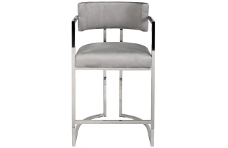Барный стул 76AR-60337, велюр, серый / хром