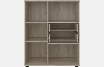 Комод со стеклом Альянс 101x122x43, Дуб крафт/Белый глянец