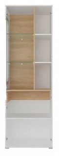 Шкаф двухдверный, со стеклом левый Катания, Белый/Дуб небраска