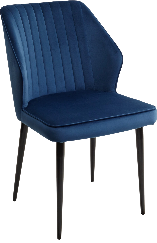 Стул Seattle-V, мягкий, синий #29, велюр, черный каркас 