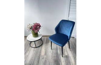 Стул Seattle-V, мягкий, синий #29, велюр, черный каркас 