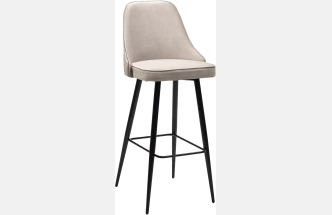Барный стул Nepal-bar, латте #25, велюр, черный каркас (H=78cm)
